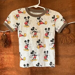 Disney Short Sleeve Mickey Mouse Tee - Gray with Red & Yellow Print